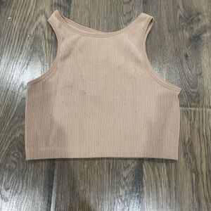 Ribbed Tan Sleeveless Top